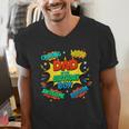 Dad Of The Birthday Boy Shirt Father Superhero Comic Party Men's V-Neck T-Shirt