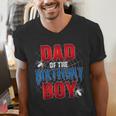 Dad Of The Birthday Boy Spider Web Birthday Party Matching Men's V-Neck T-Shirt Dad Of The Birthday Boy Spider Web Birthday Party Matching Men's V-Neck T-Shirt