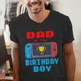 Dad Of The Birthday Boy Video Games Theme Bday Matching Men's V-Neck T-Shirt