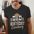 Dad Of The Birthday Cowboy Themed Birthday Boy Rodeo Cowboy Men's V-Neck T-Shirt