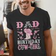 Dad Of The Birthday Cowgirl Pink Disco Rodeo Western Men's V-Neck T-Shirt