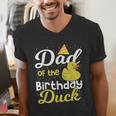 Dad Of The Birthday Duck Boy Rubber Duck Birthday Girl Men's V-Neck T-Shirt Dad Of The Birthday Duck Boy Rubber Duck Birthday Girl Men's V-Neck T-Shirt