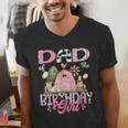 Dad Of The Birthday Girl 1St Birthday Pink Cow Farm Men's V-Neck T-Shirt