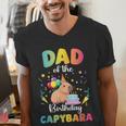 Dad Of The Birthday Girl Capybara Bday Party Family Men's V-Neck T-Shirt