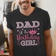 Dad Of The Birthday Girl Cute Pink Matching Family Party Men's V-Neck T-Shirt