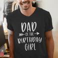 Dad Of The Birthday Girl Daddy & Daughter Bday Party Father Men's V-Neck T-Shirt