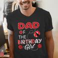 Dad Of The Birthday Girl Family Ladybug Birthday Men's V-Neck T-Shirt Dad Of The Birthday Girl Family Ladybug Birthday Men's V-Neck T-Shirt