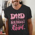 Dad Of The Birthday Girl Family Pink Coquette Bow Men's V-Neck T-Shirt