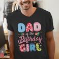 Dad Of The Birthday Girl Family Summer Beach Birthday Party Men's V-Neck T-Shirt