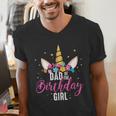 Dad Of The Birthday Girl Father Unicorn Birthday Small Men's V-Neck T-Shirt