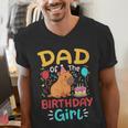 Dad Of The Birthday Girl Kids Cute Capybara Bday Family Men's V-Neck T-Shirt