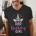 Dad Of The Birthday Girl Matching Family Unicorn Party Men's V-Neck T-Shirt