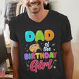 Dad Of The Birthday Girl Painting Art Birthday Girl Family Men's V-Neck T-Shirt