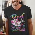 Dad Of The Birthday Girl Rolling Skate Family Matching Men's V-Neck T-Shirt