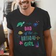 Dad Of The Birthday Girl Under Sea Theme Matching Family Men's V-Neck T-Shirt