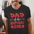 Dad Of The Birthday Girl Strawberry Family Matching Men's V-Neck T-Shirt