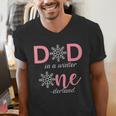 Dad Of The Birthday For Girl Winter Onederland 1st Birthday Men's V-Neck T-Shirt Dad Of The Birthday For Girl Winter Onederland 1st Birthday Men's V-Neck T-Shirt