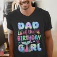 Dad Of The Birthday Mermaid Girl Family Matching Party Men's V-Neck T-Shirt