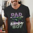 Dad Of The Birthday Monster Truck Family Matching Party Men's V-Neck T-Shirt