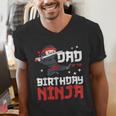 Dad Of The Birthday Ninja Daddy Party Best Father Boy Pop Men's V-Neck T-Shirt