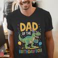 Dad Of The Birthday Party Outfit Dinosaur Squad Daddy Men's V-Neck T-Shirt