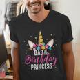 Dad Of The Birthday Princess Father Unicorn Birthday Men's V-Neck T-Shirt Dad Of The Birthday Princess Father Unicorn Birthday Men's V-Neck T-Shirt