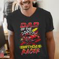 Dad Of The Birthday Racer Race Car Party Family Matching Men's V-Neck T-Shirt