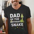 Dad Of The Birthday Snake Themed Birthday Party Men's V-Neck T-Shirt