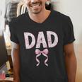 Dad Birthday Squad Matching Coquette Bow Family Party Men's V-Neck T-Shirt