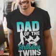 Dad Of The Birthday Twins Celebrate Cute Twin Father Daddy Men's V-Neck T-Shirt Dad Of The Birthday Twins Celebrate Cute Twin Father Daddy Men's V-Neck T-Shirt