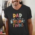 Dad Of The Birthday Twins Kids Great Daddy Of Twins Bday Men's V-Neck T-Shirt Dad Of The Birthday Twins Kids Great Daddy Of Twins Bday Men's V-Neck T-Shirt