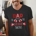 Dad Of The Birthday Twins Ladybug Birthday Family Matching Men's V-Neck T-Shirt