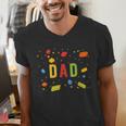 Dad Building Blocks Birthday Boy Men's V-Neck T-Shirt
