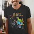 Dad Building Blocks Monster Truck Dinosaur Birthday Men's V-Neck T-Shirt