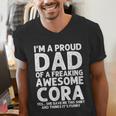 Dad Of CORA Father's Day Personalized Name Joke Men's V-Neck T-Shirt
