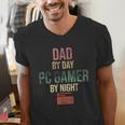Dad By Day PC Gamer By Night For Gaming Dads Men's V-Neck T-Shirt