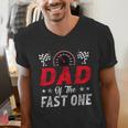 Dad Of The Fast One 1st Birthday Racing Car Family Men's V-Neck T-Shirt