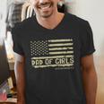 Dad Of Girls Outnumbered US Flag Father's Day Daughter Dad Men's V-Neck T-Shirt