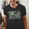 Dad Grandpa Great Grandpa Veteran Fathers Day Great Grandpa Men's V-Neck T-Shirt