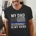 My Dad Is My Hero Police Officer Blue Line American Flag Men's V-Neck T-Shirt