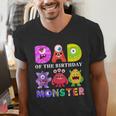 Dad Little Monster Kids 1st Birthday Party Family Monster Small Men's V-Neck T-Shirt