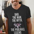 Dad The Man The Myth The Poolhall Legend Pool Billiards Dad Men's V-Neck T-Shirt