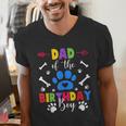 Dad And Mom Of The Birthday Boy Dog Paw Family Matching Men's V-Neck T-Shirt