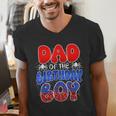 Dad And Mom Birthday Boy Spider Family Matching Men's V-Neck T-Shirt
