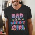 Dad And Mom Of The Birthday Girl Party Decor Family Matching Men's V-Neck T-Shirt