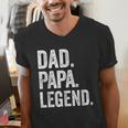 Dad Papa Legend Vintage Distressed Bold Papa Graphic Men's V-Neck T-Shirt Dad Papa Legend Vintage Distressed Bold Papa Graphic Men's V-Neck T-Shirt