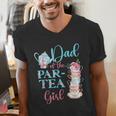 Dad Of The Par-Tea Girl Floral Tea Party Birthday Family Men's V-Neck T-Shirt