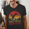 Dad Pays Mom Prays Dirt Bike Retro Motocross Boys Kids Men's V-Neck T-Shirt