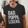 Dad Poppa Legend Vintage Distressed Bold Poppa Graphic Men's V-Neck T-Shirt