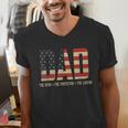 Dad Protector Hero Legend USA Flag Dad Father's Day Men's V-Neck T-Shirt Dad Protector Hero Legend USA Flag Dad Father's Day Men's V-Neck T-Shirt